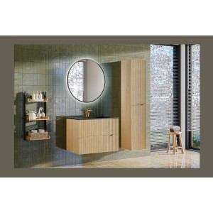 Meuble sous vasque NATURA – 2 tiroirs – Chêne clair – L80 × P45 × H57 cm – À suspendre 