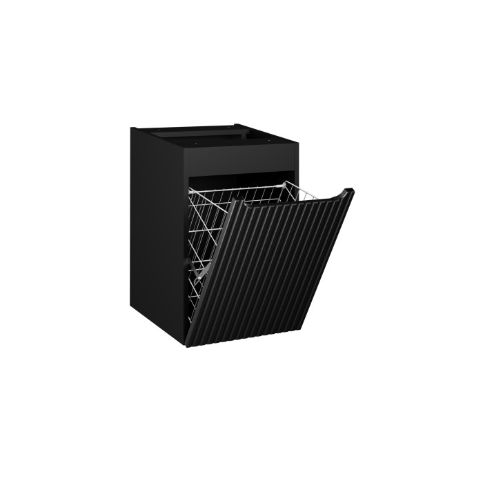 Meuble de rangement VANO – Panier à linge intégré – Noir mat – L40 × P39 × H57 cm – À suspendre 