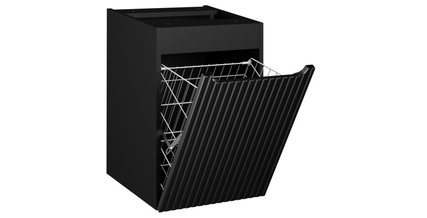 Meuble de rangement VANO – Panier à linge intégré – Noir mat – L40 × P39 × H57 cm – À suspendre 