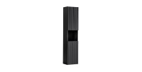 Colonne de salle de bain VANO – 2 portes + 1 niche – Noir mat – L30 × P25 × H140 cm – À suspendre 