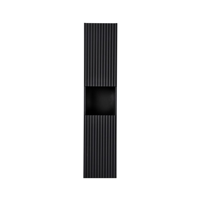 Colonne de salle de bain VANO – 2 portes + 1 niche – Noir mat – L30 × P25 × H140 cm – À suspendre 