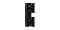Colonne de salle de bain VANO – 2 portes + 1 niche – Noir mat – L30 × P25 × H140 cm – À suspendre 