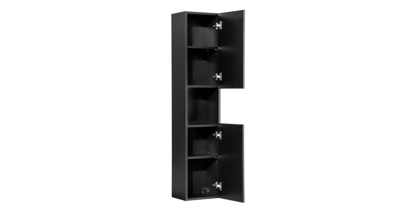 Colonne de salle de bain VANO – 2 portes + 1 niche – Noir mat – L30 × P25 × H140 cm – À suspendre 