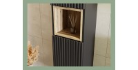Colonne de salle de bain VANO – 2 portes + 1 niche – Noir mat – L30 × P25 × H140 cm – À suspendre 