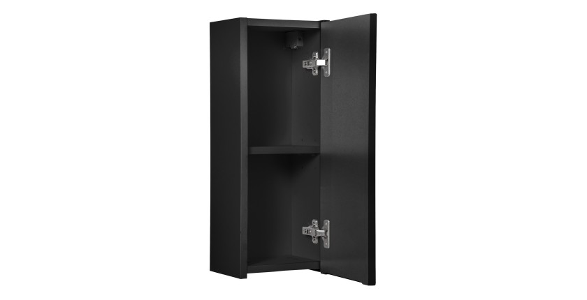 Meuble de salle de bain VANO – 1 porte – Noir mat – L20 × P18 × H57 cm – À suspendre 