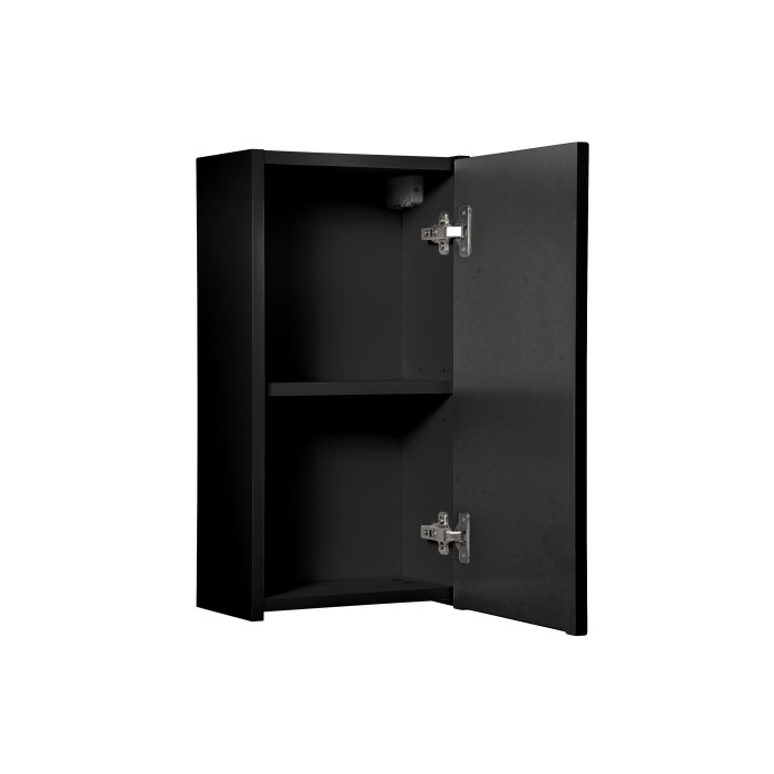 Meuble de salle de bain VANO – 1 porte – Noir mat – L30 × P18 × H57 cm – À suspendre 