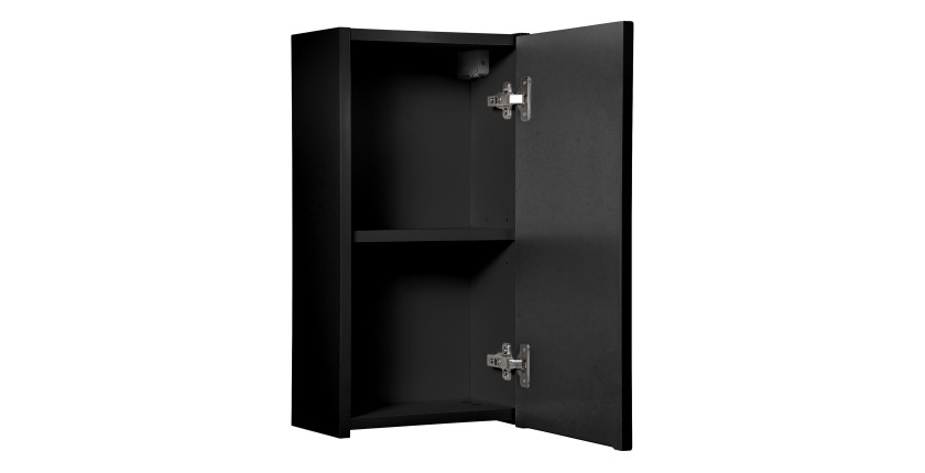 Meuble de salle de bain VANO – 1 porte – Noir mat – L30 × P18 × H57 cm – À suspendre 