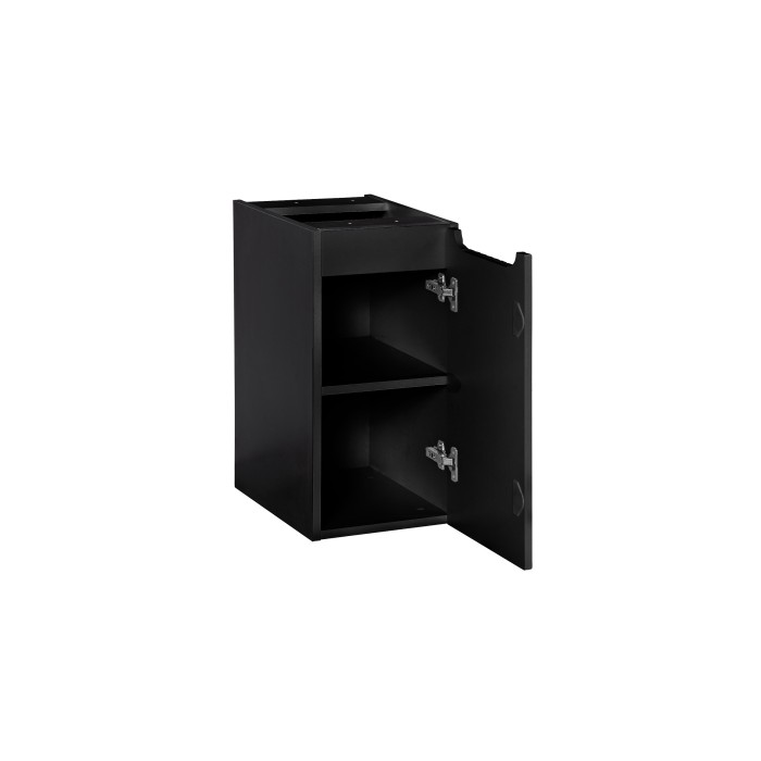 Meuble de rangement de salle de bain VANO – 1 porte – Noir mat – L30 × P39 × H57 cm – À suspendre 