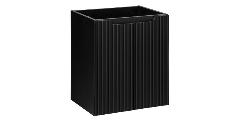 Meuble sous vasque de salle de bain VANO – 2 portes – Noir mat – L50 × P39 × H57 cm – À suspendre 