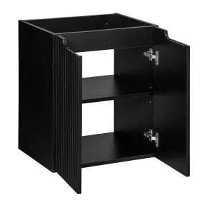 Meuble sous vasque de salle de bain VANO – 2 portes – Noir mat – L50 × P39 × H57 cm – À suspendre 