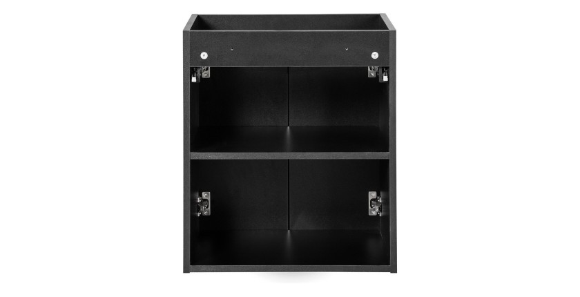 Meuble sous vasque de salle de bain VANO – 2 portes – Noir mat – L50 × P39 × H57 cm – À suspendre 