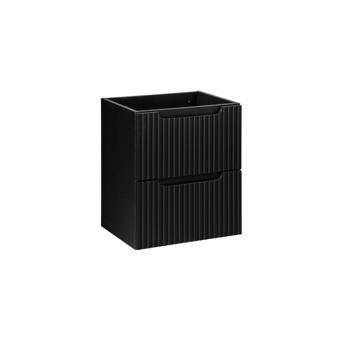 Meuble sous vasque de salle de bain VANO – 2 tiroirs – Noir mat – L50 × P39 × H57 cm – À suspendre 