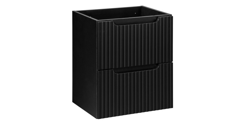 Meuble sous vasque de salle de bain VANO – 2 tiroirs – Noir mat – L50 × P39 × H57 cm – À suspendre 
