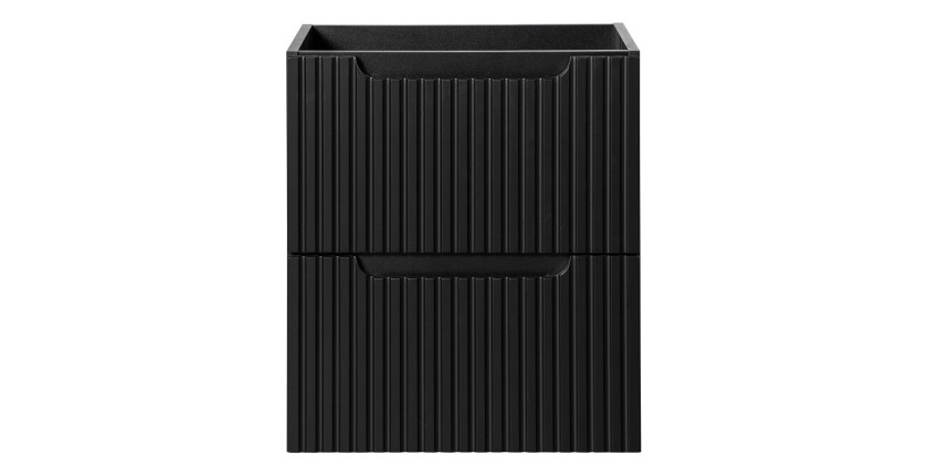 Meuble sous vasque de salle de bain VANO – 2 tiroirs – Noir mat – L50 × P39 × H57 cm – À suspendre 