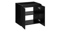 Meuble sous vasque de salle de bain VANO – 2 portes – Noir mat – L60 × P39 × H57 cm – À suspendre 