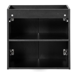 Meuble sous vasque de salle de bain VANO – 2 portes – Noir mat – L60 × P39 × H57 cm – À suspendre 