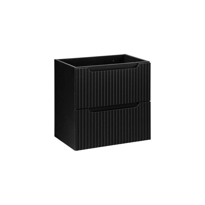 Meuble sous vasque de salle de bain VANO – 2 tiroirs – Noir mat – L60 × P39 × H57 cm – À suspendre 