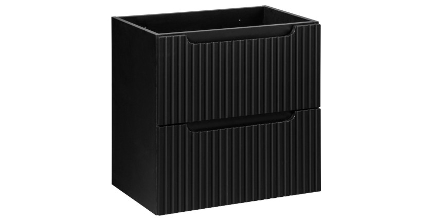 Meuble sous vasque de salle de bain VANO – 2 tiroirs – Noir mat – L60 × P39 × H57 cm – À suspendre 