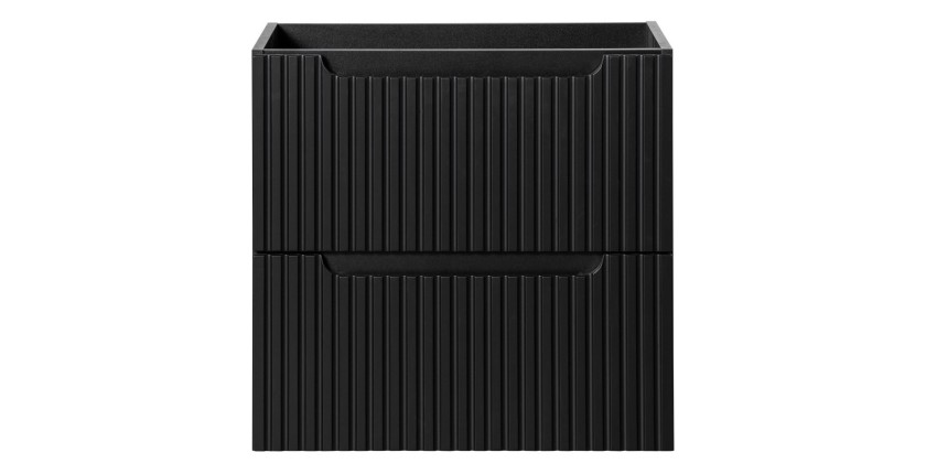 Meuble sous vasque de salle de bain VANO – 2 tiroirs – Noir mat – L60 × P39 × H57 cm – À suspendre 
