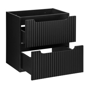 Meuble sous vasque de salle de bain VANO – 2 tiroirs – Noir mat – L60 × P39 × H57 cm – À suspendre 