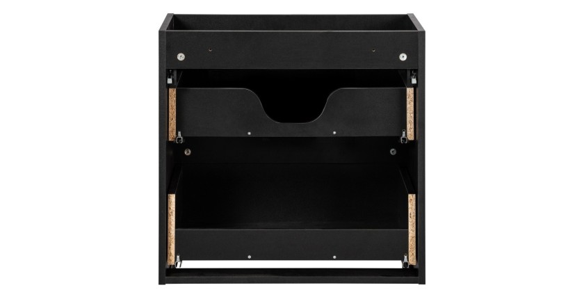 Meuble sous vasque de salle de bain VANO – 2 tiroirs – Noir mat – L60 × P39 × H57 cm – À suspendre 