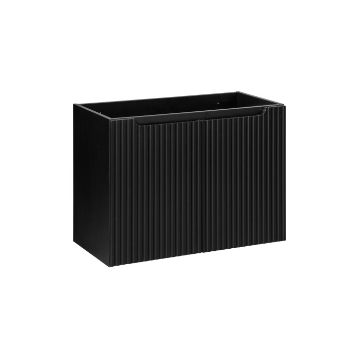 Meuble sous vasque de salle de bain VANO – 2 portes – Noir mat – L80 × P39 × H57 cm – À suspendre 