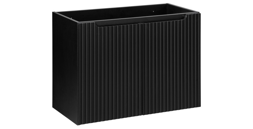 Meuble sous vasque de salle de bain VANO – 2 portes – Noir mat – L80 × P39 × H57 cm – À suspendre 