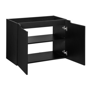 Meuble sous vasque de salle de bain VANO – 2 portes – Noir mat – L80 × P39 × H57 cm – À suspendre 