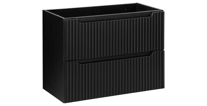 Meuble sous vasque de salle de bain VANO – 2 tiroirs – Noir mat – L80 × P39 × H57 cm – À suspendre 