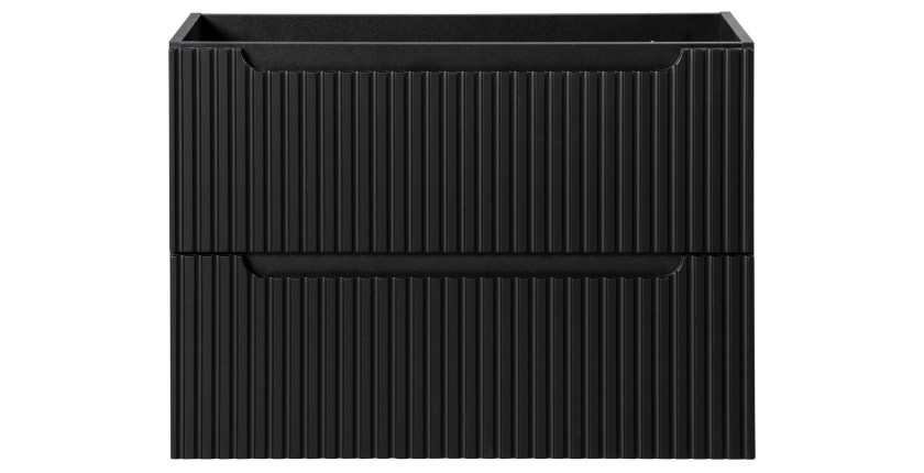 Meuble sous vasque de salle de bain VANO – 2 tiroirs – Noir mat – L80 × P39 × H57 cm – À suspendre 
