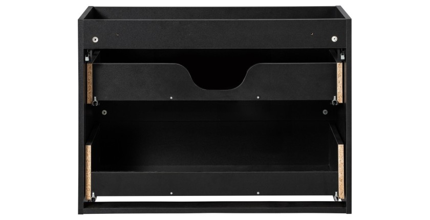 Meuble sous vasque de salle de bain VANO – 2 tiroirs – Noir mat – L80 × P39 × H57 cm – À suspendre 