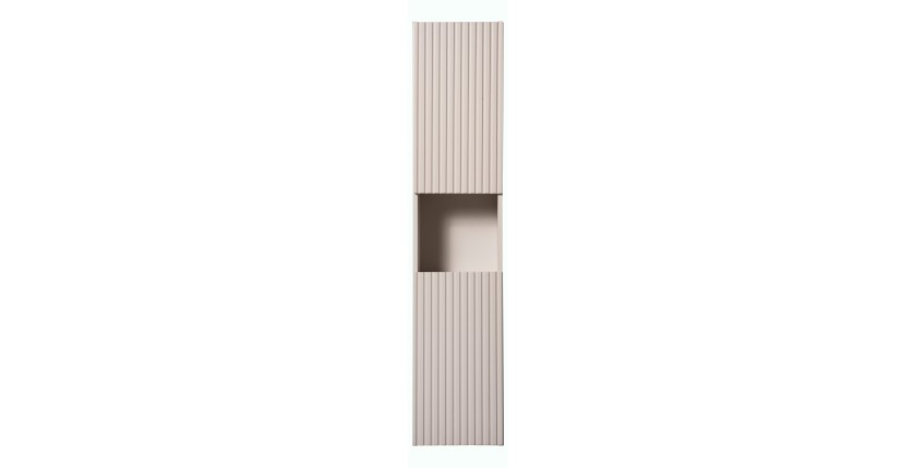Colonne de salle de bain VANO – 2 portes + 1 niche – Marron congo – L30 × P25 × H140 cm – À suspendre 