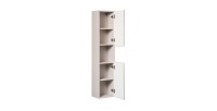 Colonne de salle de bain VANO – 2 portes + 1 niche – Marron congo – L30 × P25 × H140 cm – À suspendre 
