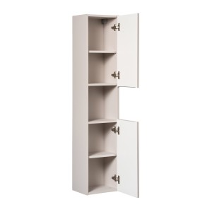 Colonne de salle de bain VANO – 2 portes + 1 niche – Marron congo – L30 × P25 × H140 cm – À suspendre 