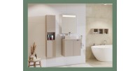 Colonne de salle de bain VANO – 2 portes + 1 niche – Marron congo – L30 × P25 × H140 cm – À suspendre 