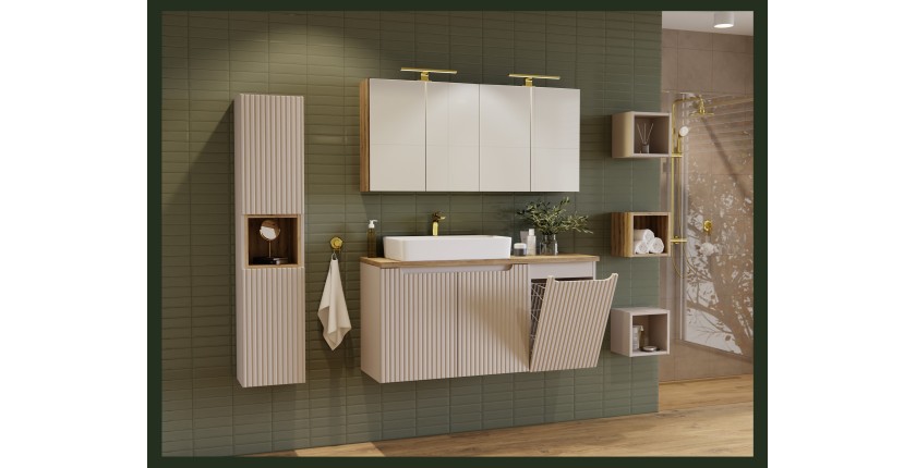Meuble de rangement VANO avec panier à linge – Marron congo – L40 × P39 × H57 cm – Salle de bain 