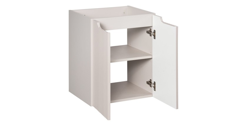 Meuble sous vasque VANO 50 cm – 2 portes – Coloris marron congo – L50 × P39 × H57 cm – À suspendre 