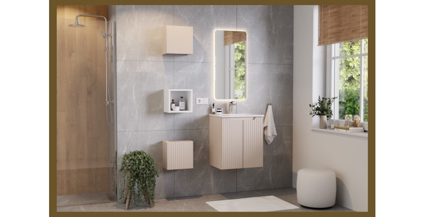 Meuble sous vasque VANO 50 cm – 2 portes – Coloris marron congo – L50 × P39 × H57 cm – À suspendre 