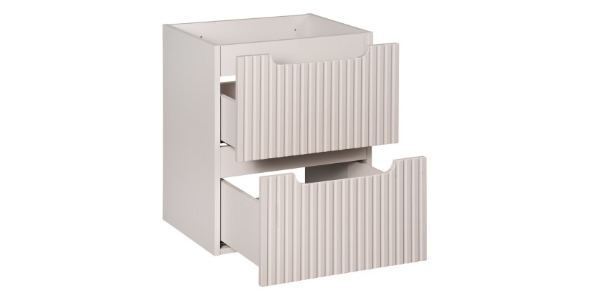 Meuble sous vasque VANO 50 cm – 2 tiroirs – Marron congo mat – L50 × P39 × H57 cm – À suspendre 