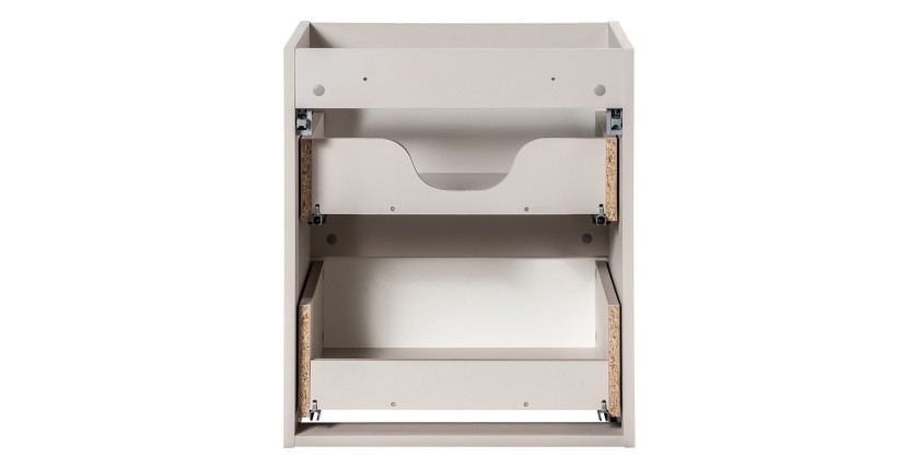 Meuble sous vasque VANO 50 cm – 2 tiroirs – Marron congo mat – L50 × P39 × H57 cm – À suspendre 