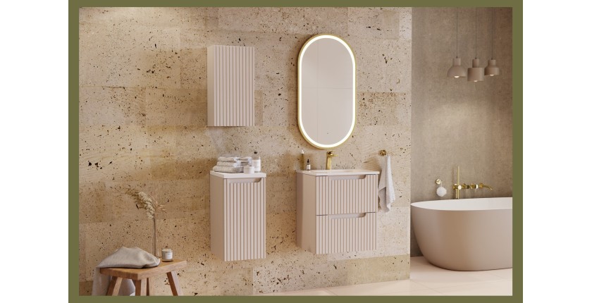 Meuble sous vasque VANO 50 cm – 2 tiroirs – Marron congo mat – L50 × P39 × H57 cm – À suspendre 