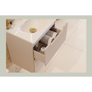 Meuble sous vasque VANO 50 cm – 2 tiroirs – Marron congo mat – L50 × P39 × H57 cm – À suspendre 