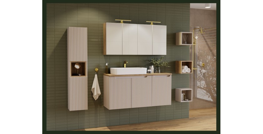 Cube de rangement salle de bain VANO – Coloris marron congo – L26 × P27 × H21 cm – À suspendre 