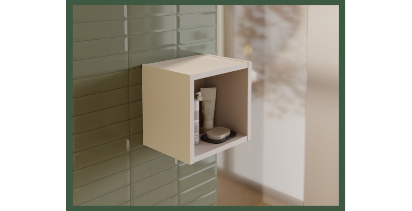 Cube de rangement salle de bain VANO – Coloris marron congo – L26 × P27 × H21 cm – À suspendre 