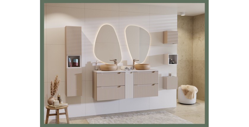 Meuble de rangement salle de bain VANO – 1 porte – Marron congo – L30 × P30 × H18 cm – À suspendre 