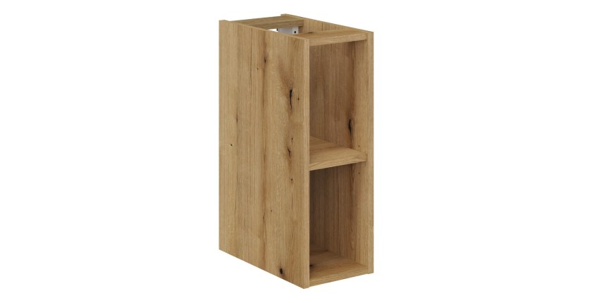 Meuble de rangement salle de bain VANO – Finition chêne – L20 × P57 × H39 cm – À suspendre 