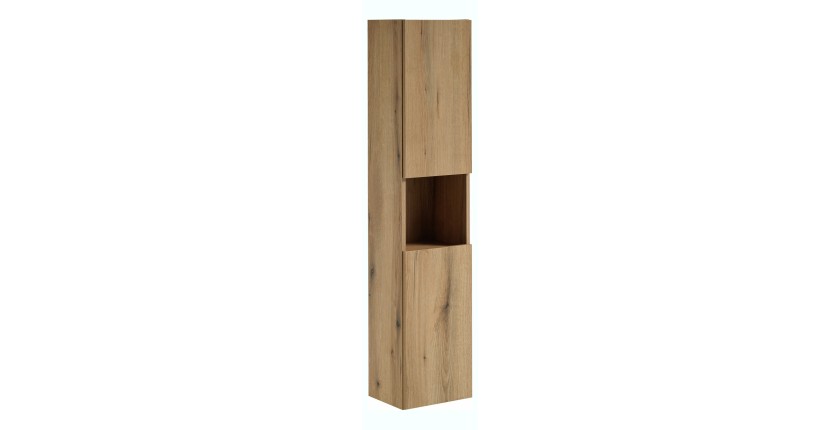 Colonne salle de bain VANO – 2 portes + 1 niche – Chêne – L30 × P25 × H140 cm – À suspendre 