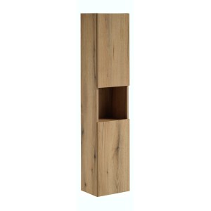 Colonne salle de bain VANO – 2 portes + 1 niche – Chêne – L30 × P25 × H140 cm – À suspendre 