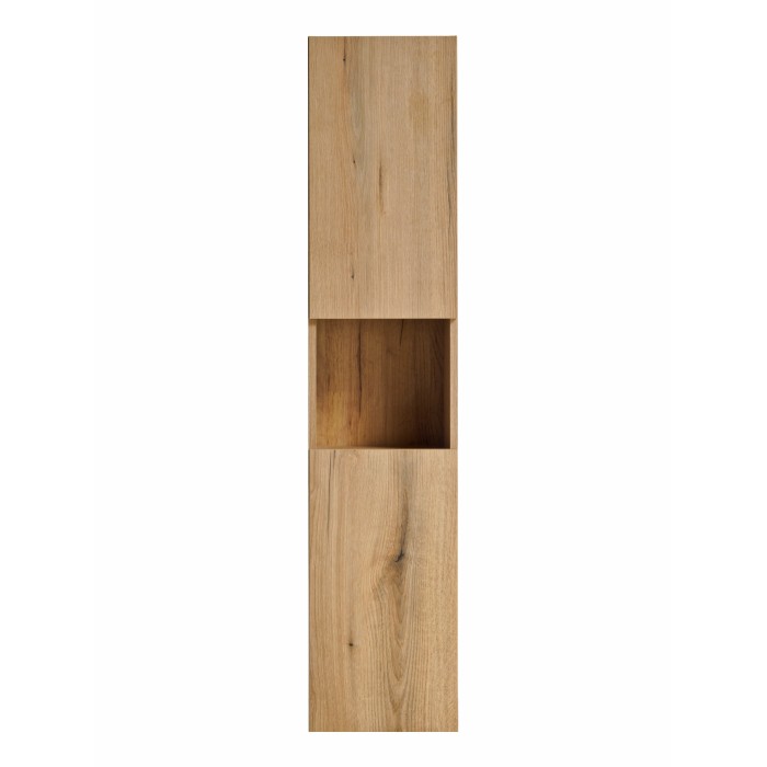 Colonne salle de bain VANO – 2 portes + 1 niche – Chêne – L30 × P25 × H140 cm – À suspendre 
