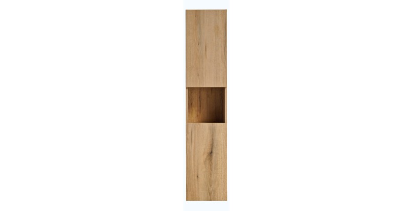 Colonne salle de bain VANO – 2 portes + 1 niche – Chêne – L30 × P25 × H140 cm – À suspendre 